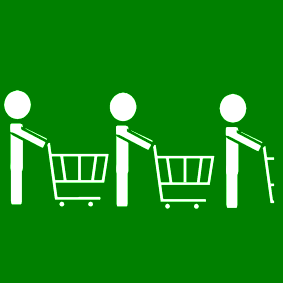 shopping cart: wait in line